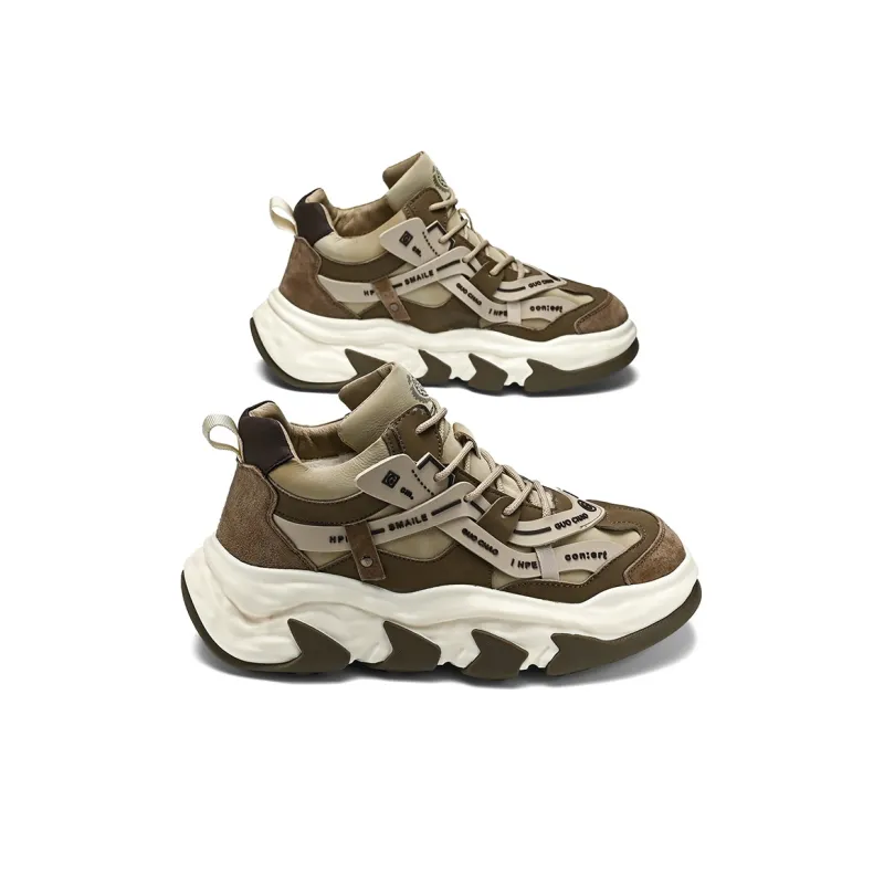 GONGLANGSHIJIA Mid Top Chunky Sneakers Men's-3
