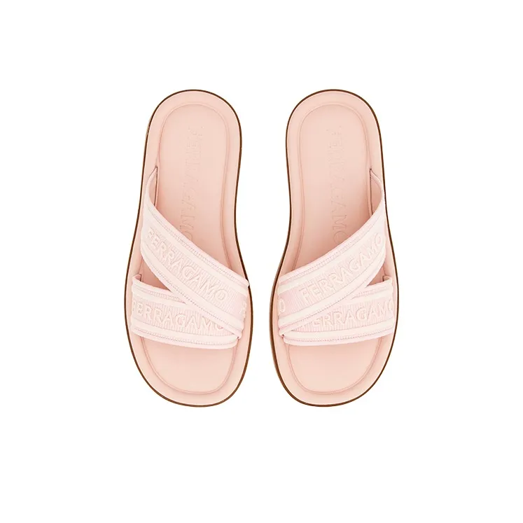 FERRAGAMO Logo jacquard Crossover strap Slides-2
