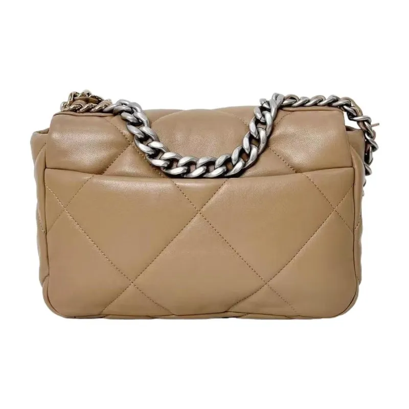 CHANEL 19Bag Sheepskin Flap Bag Handbag, Shoulder Bag, Crossbody Bag Trumpets Women's Beige Brown-3