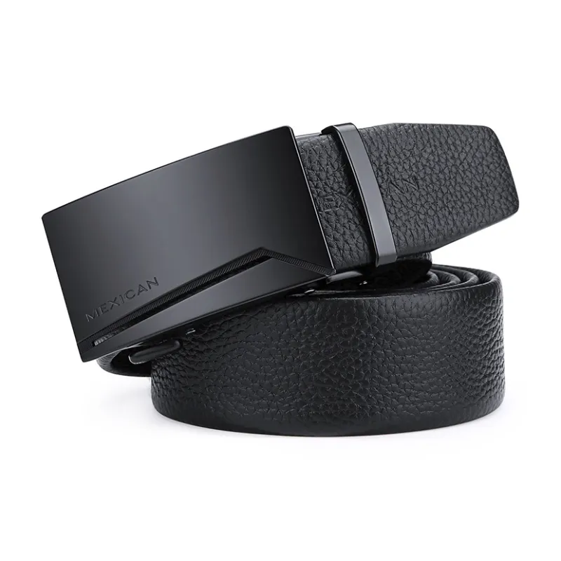 MEXICAN Niche Design, Cropped Money Clip Cow Leather Belts Men's Width 3.5CM-2