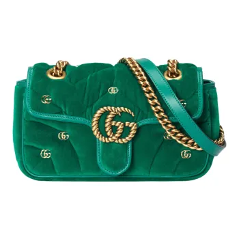 GUCCI GG Marmont Velvet Crossbody Bag Shoulder Bag Women's Green