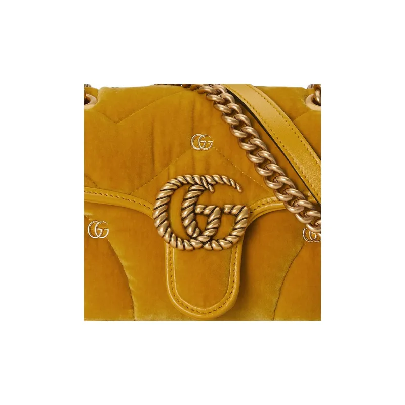 GUCCI GG Marmont Velvet Crossbody Bag Shoulder Bag Women's Dark Yellow-7