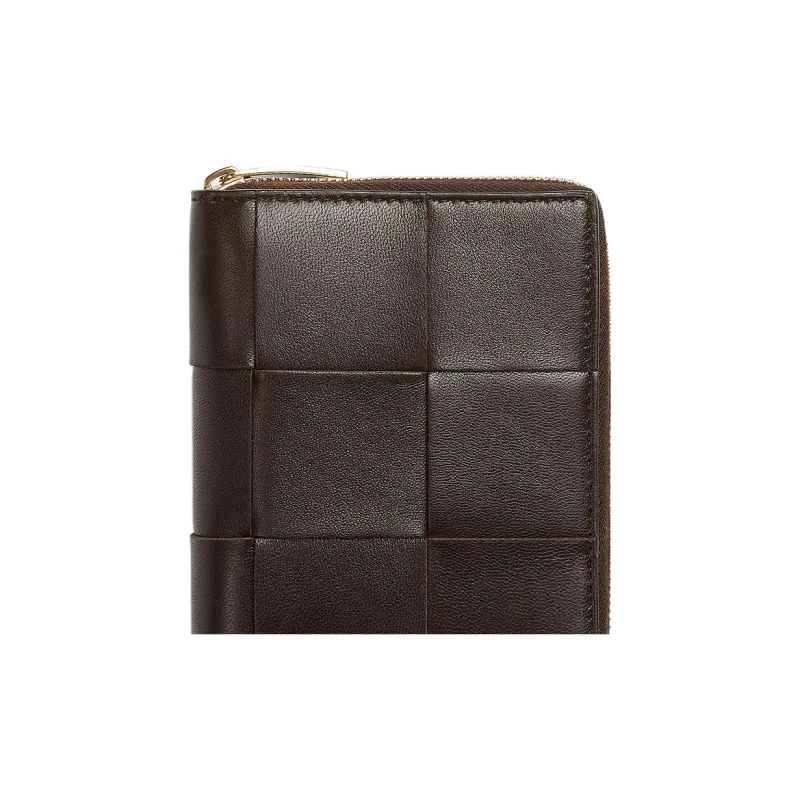Bottega Veneta Sheepskin With Cow Leather Wallet Large Size Women's Dark Brown-4