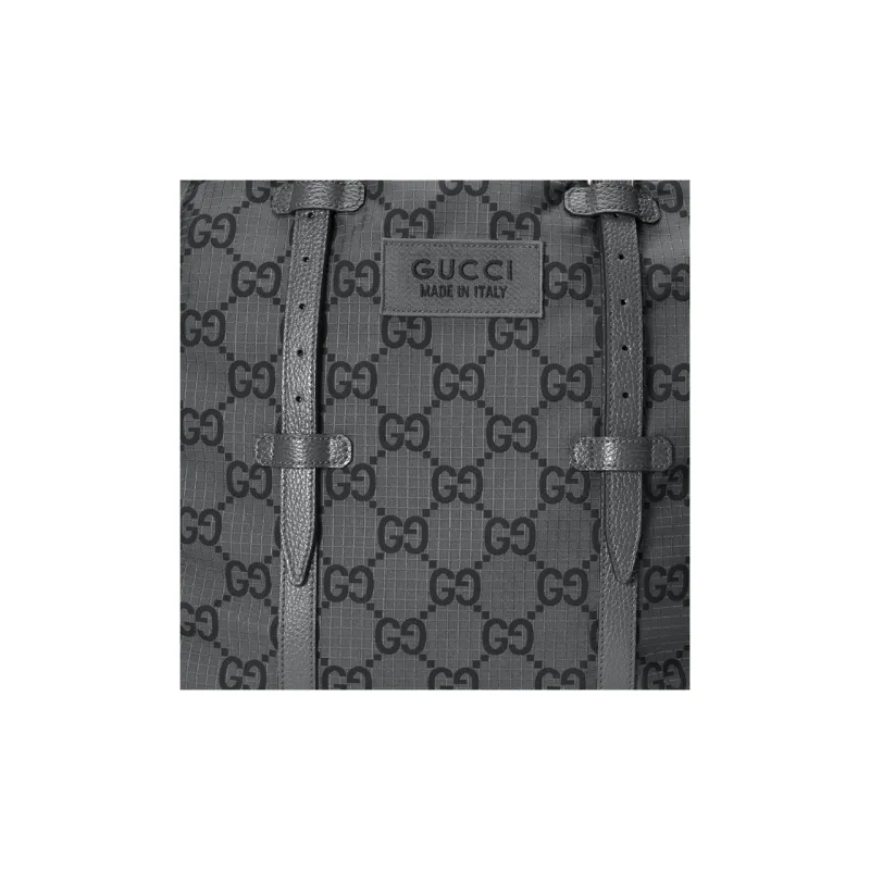 GUCCI Recycled Polyester Tote Bag Shopping Bag Handbag Medium Size Men's Dark Gray & Black-8