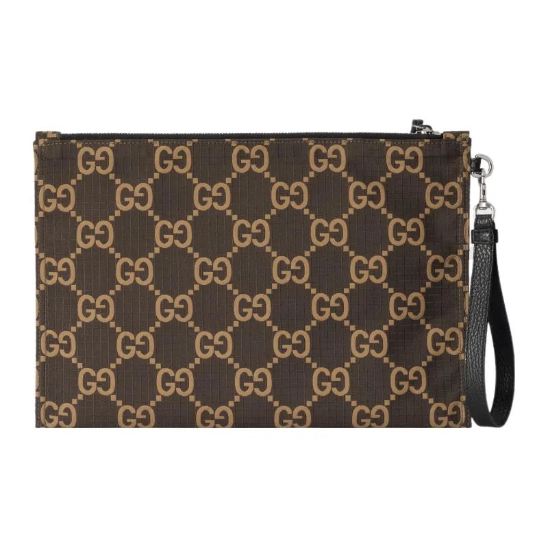 GUCCI Recycled Polyester Clutch Men's Ebony & Beige-3