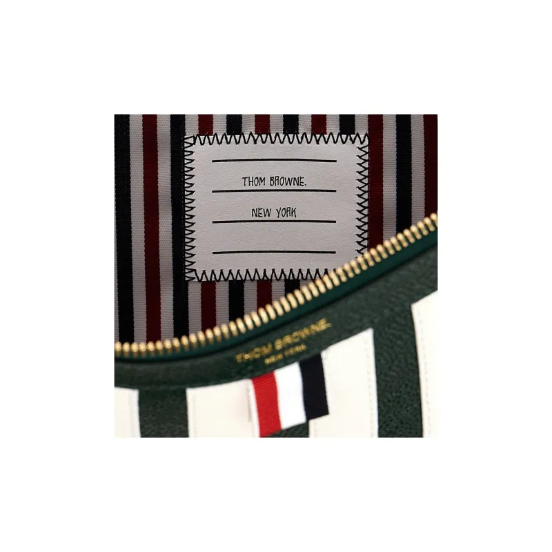 THOM BROWNE· Calfskin Clutch Medium Size Men's Green-3