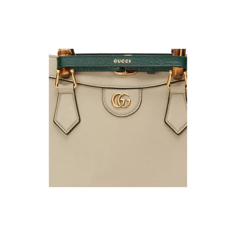 GUCCI Diana Leather Tote Bag Shoulder Bag Crossbody Bag Handbag Medium Size Unisex Greige-8