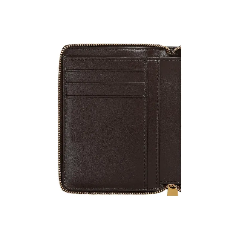 Bottega Veneta Sheepskin With Cow Leather Wallet Large Size Women's Dark Brown-3