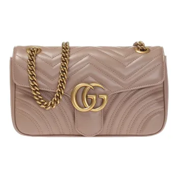 GUCCI Marmont Quilting Leather Chain Bag Shoulder Bag Crossbody Bag Women's Nude Pink