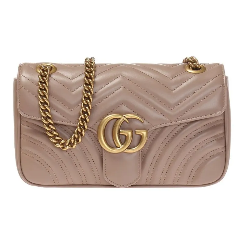 GUCCI Marmont Quilting Leather Chain Bag Shoulder Bag Crossbody Bag Women's Nude Pink-0