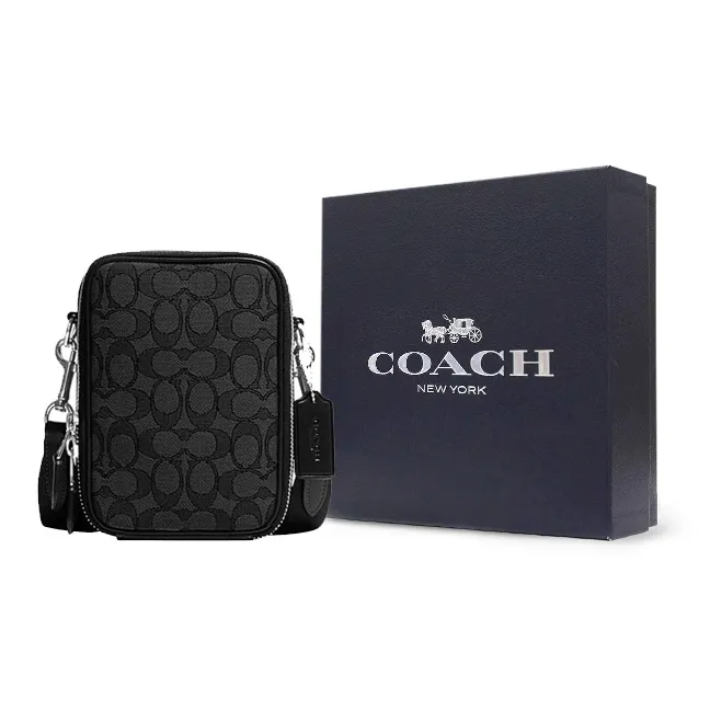 COACH Stanton Fabric With Cow Leather Shoulder Bag Crossbody Bag Men's Black-5