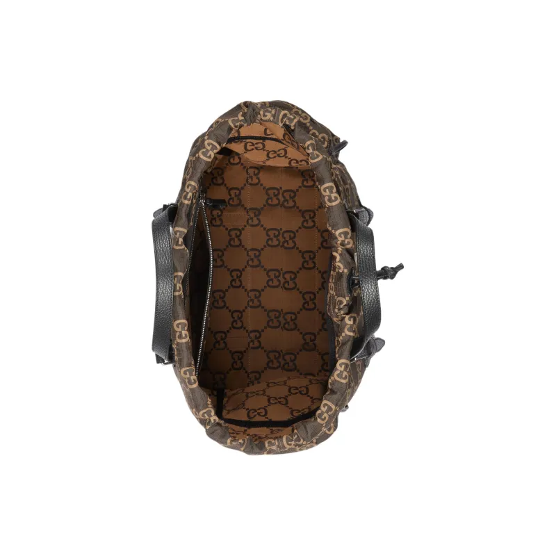 GUCCI Recycled Polyester Tote Bag Shopping Bag Handbag Medium Size Men's Ebony & Beige-6