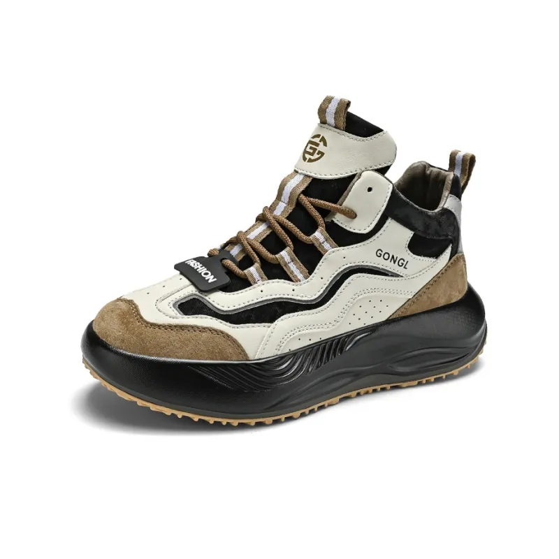 GONGLANGSHIJIA Cushioning Height Increasing Lightweight Mid Top Chunky Sneakers Men's-1