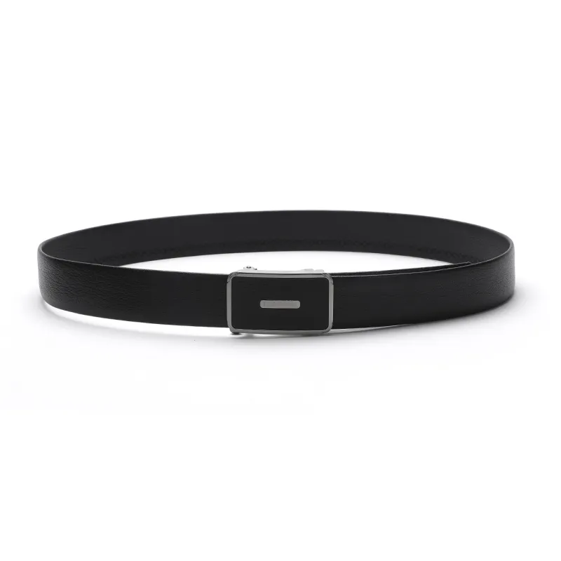ELLE HOMME Automatic Buckle With Leather Steel Buckle Belt Top Grain Cow Leather Belts Men's Black Width 3.7cm-3