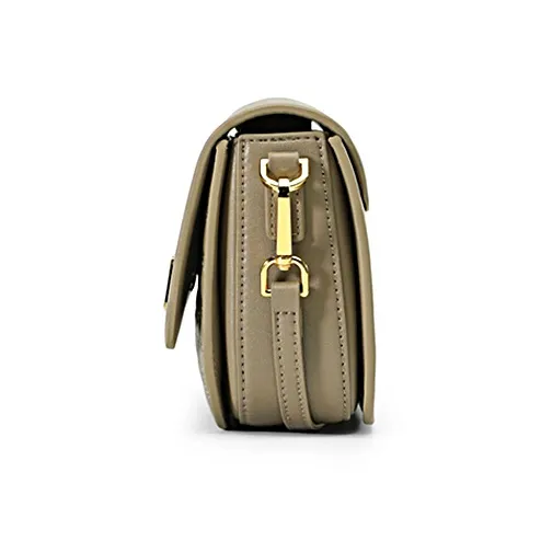 COOGI Cow Leather Shoulder Bag, Crossbody Bag Medium Size Women's Black/Ecru/Khaki-15