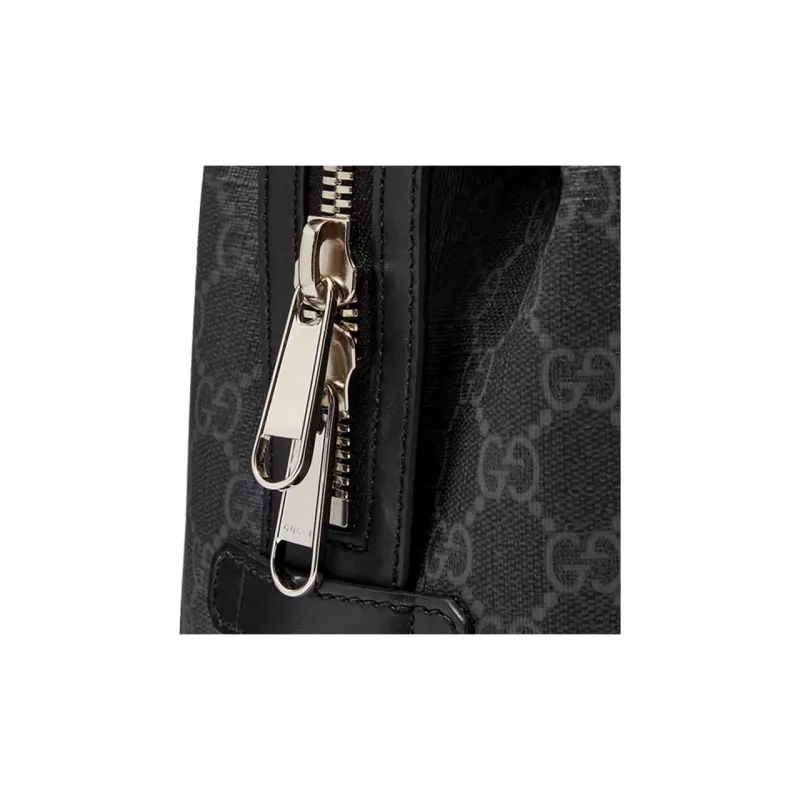 GUCCI GG Canvas With Leather Corner Covered Tote Crossbody Bags Handbags Medium Size Unisex Black-2