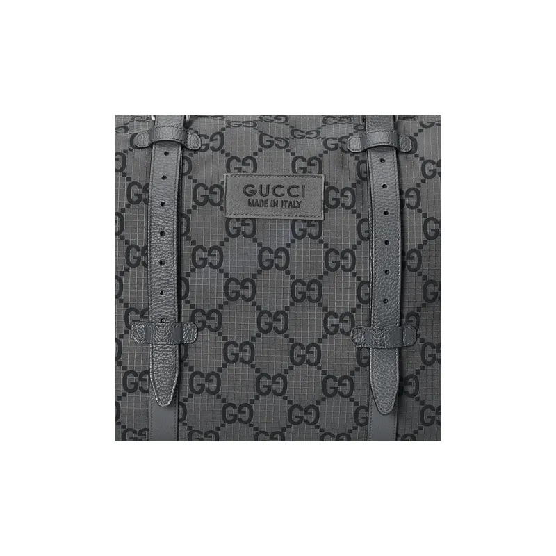 GUCCI Recycled Polyester One Shoulder Handbag, Crossbody Bag, Travel Bag Men's Dark Gray & Black-8