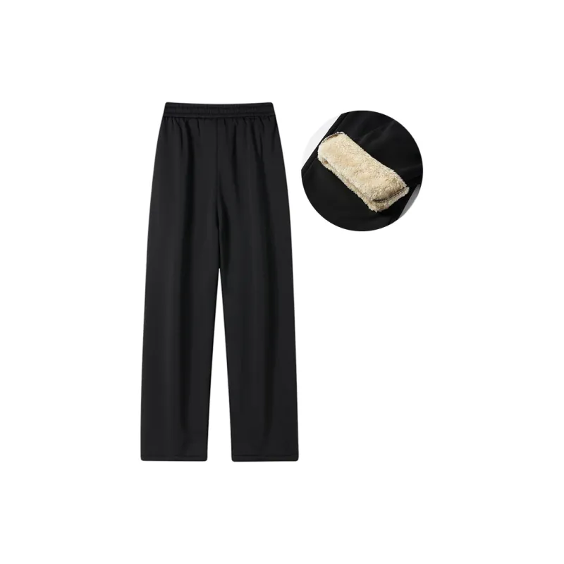 I.E Casual Pants Unisex Black Fleece Lined-1
