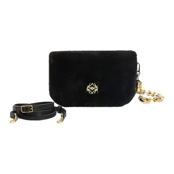 LOEWE Shearling Shoulder Bag Crossbody Bag Mini Women's Black