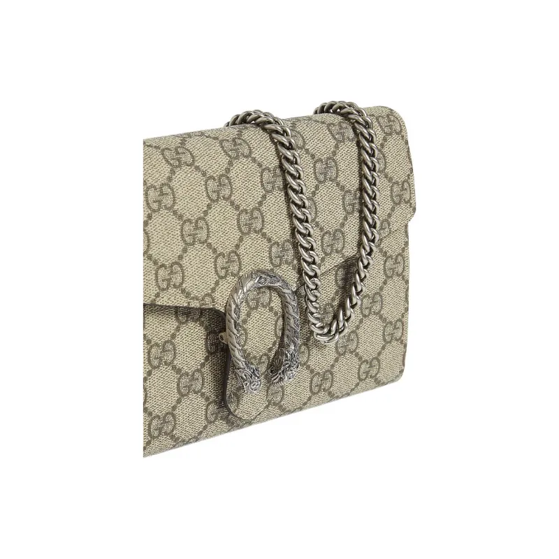 GUCCI Dionysus Wallet On Chain GG Supreme 16 Card Slot Mini Beige-7