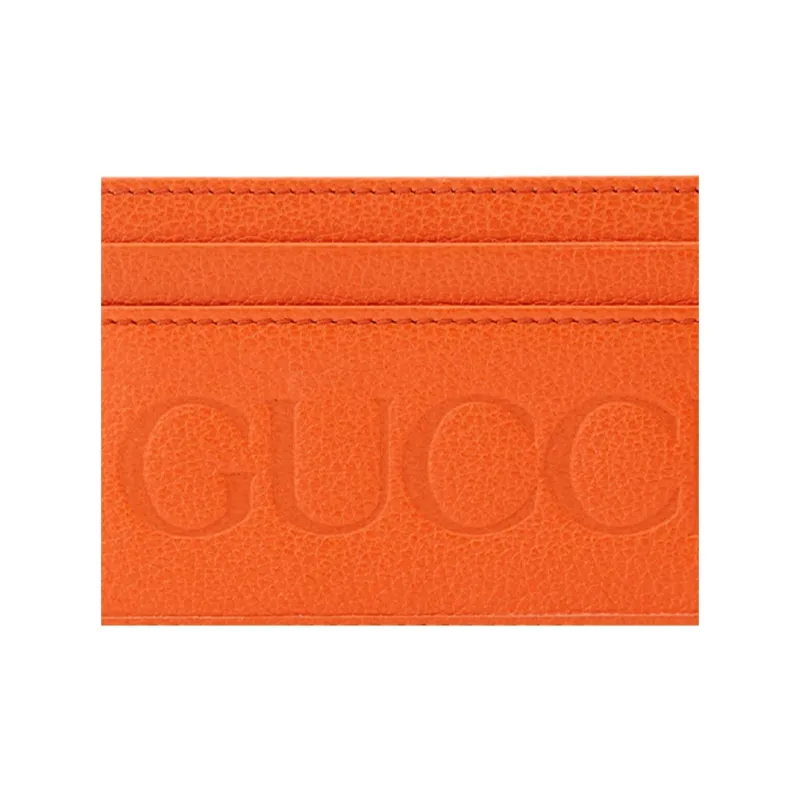 GUCCI Leather Card Holder Unisex Orange-4