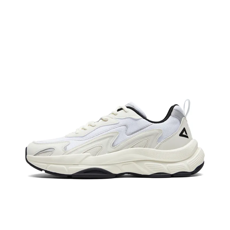 PEAK Wear Resistant Low Top Chunky Sneakers Men's Beige White Black-0