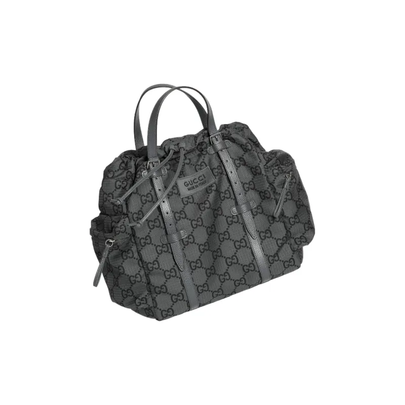 GUCCI Recycled Polyester Tote Bag Shopping Bag Handbag Medium Size Men's Dark Gray & Black-1