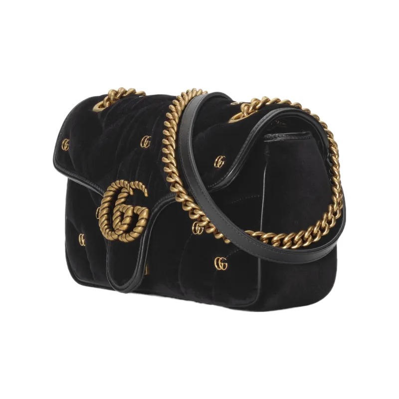 GUCCI GG Marmont Velvet Crossbody Bag Shoulder Bag Women's Black-1