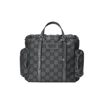 GUCCI Recycled Polyester Tote Bag Shopping Bag Handbag Medium Size Men's Dark Gray & Black