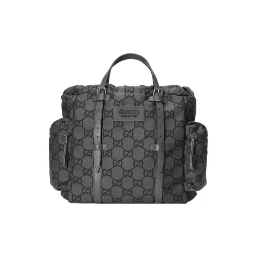 GUCCI Recycled Polyester Tote Bag Shopping Bag Handbag Medium Size Men's Dark Gray & Black