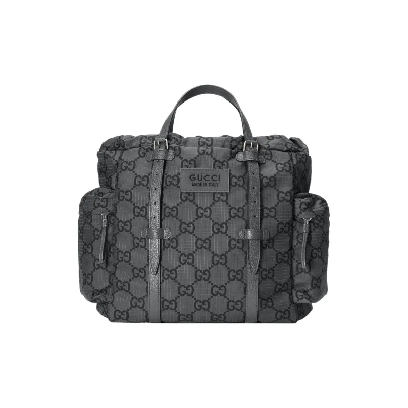GUCCI Recycled Polyester Tote Bag Shopping Bag Handbag Medium Size Men's Dark Gray & Black-0
