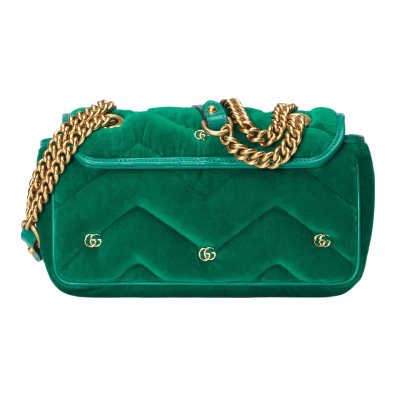 GUCCI GG Marmont Velvet Crossbody Bag Shoulder Bag Women's Green-3