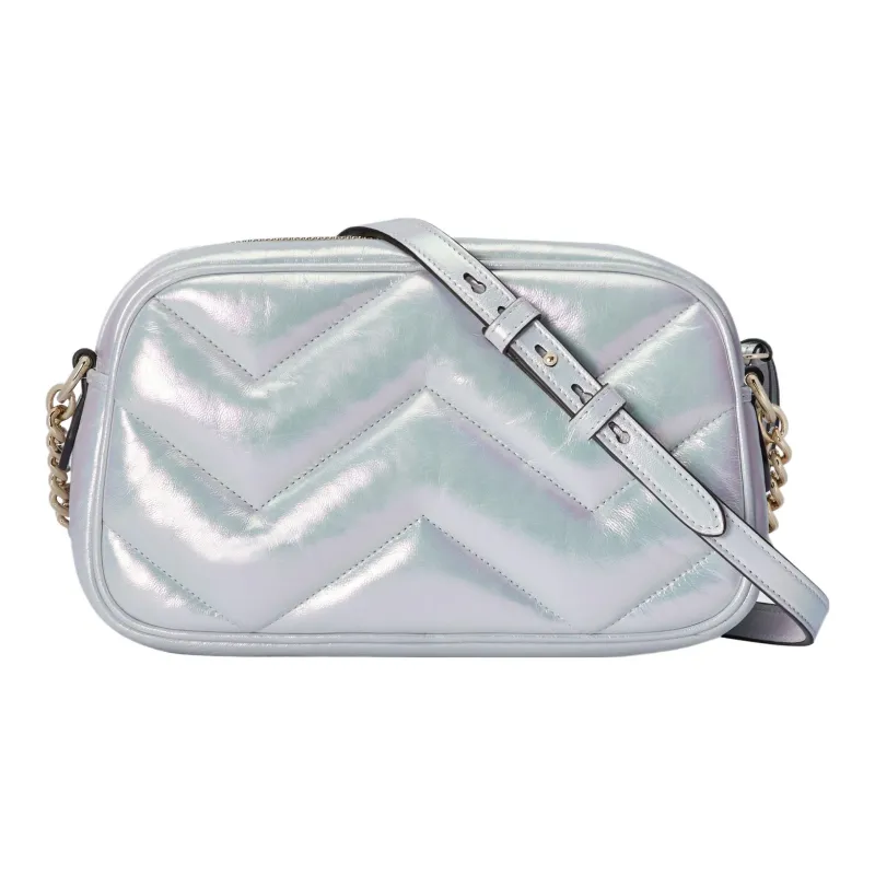GUCCI GG Marmont Leather Crossbody Bag, Shoulder Bag Women's Blue Rainbow-3