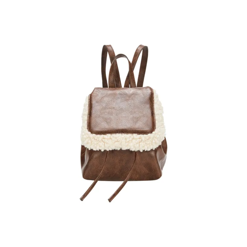 MARKANGARO Synthetic Leather Backpack Small Size Unisex Brown-1