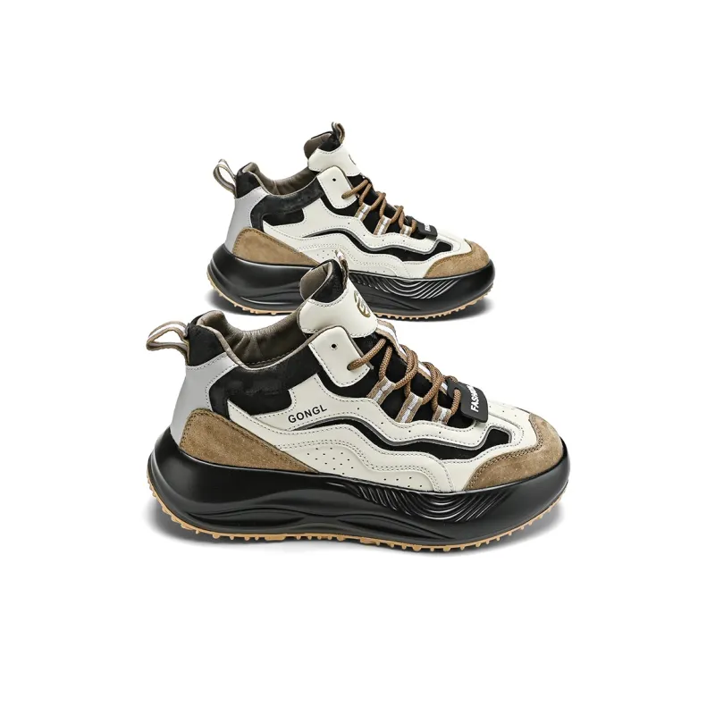 GONGLANGSHIJIA Cushioning Height Increasing Lightweight Mid Top Chunky Sneakers Men's-5