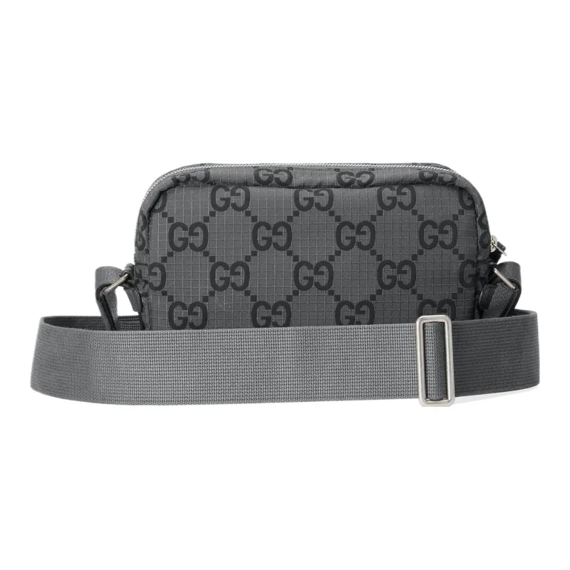 GUCCI Polyester Shoulder Bag, Crossbody Bag Medium Size Men's Dark Gray & Black-3