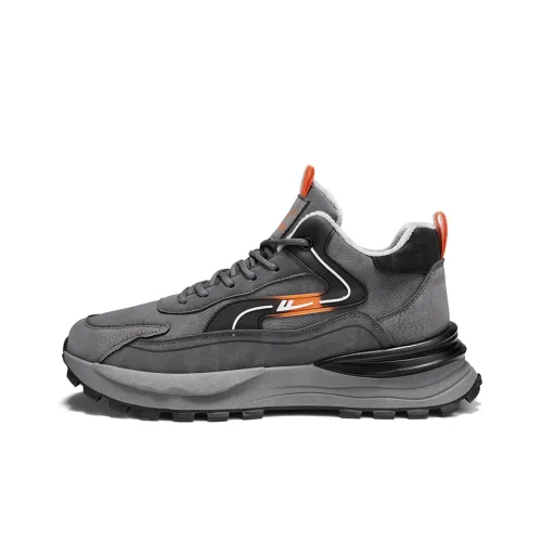 Warrior Cushioned Height Increase Warmth High Top Casual Shoes Men's Gray Black