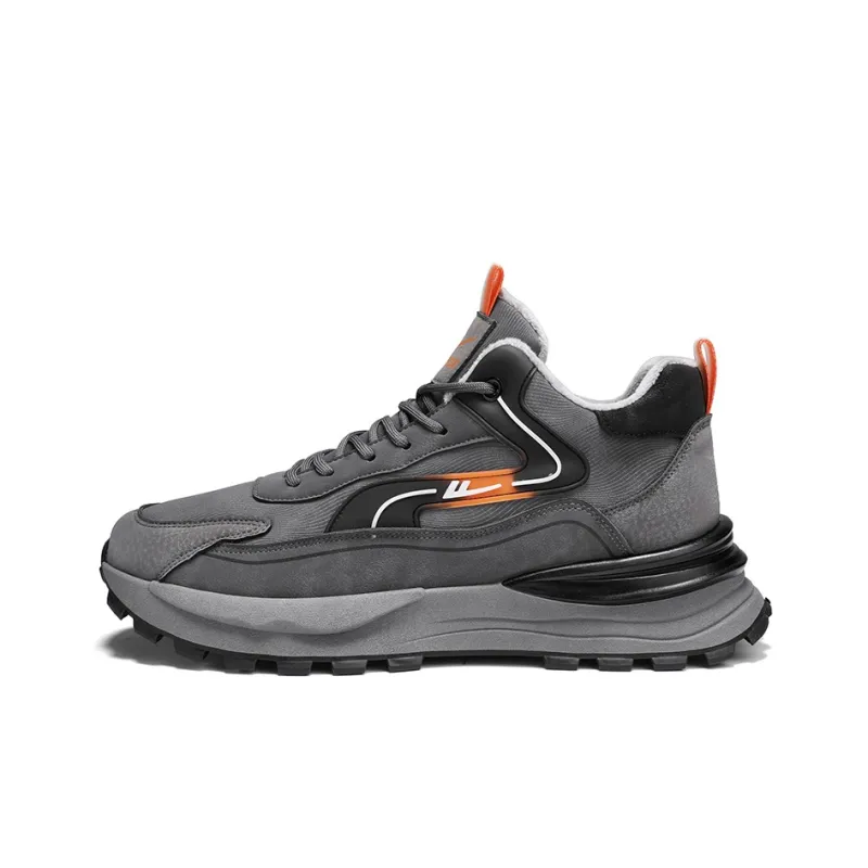 Warrior Cushioning Height Increasing Thermal High Top Casual Shoes Men's Gray Black-0