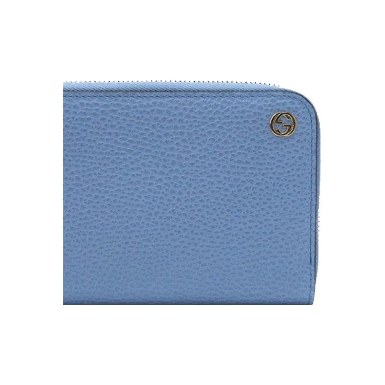 GUCCI Grained Cow Leather Wallet Unisex Light Blue-4