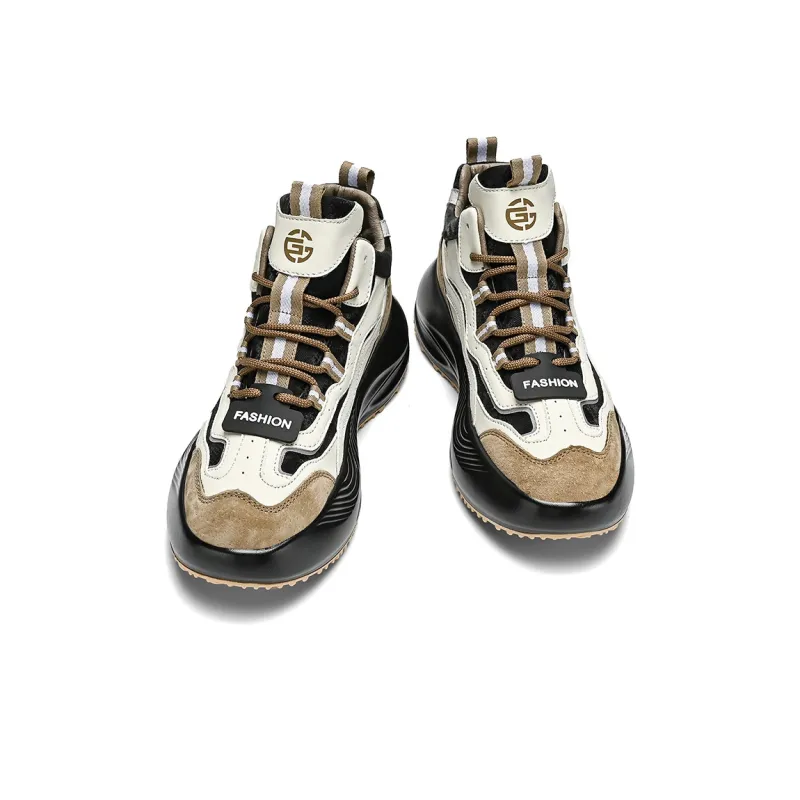 GONGLANGSHIJIA Cushioning Height Increasing Lightweight Mid Top Chunky Sneakers Men's-3