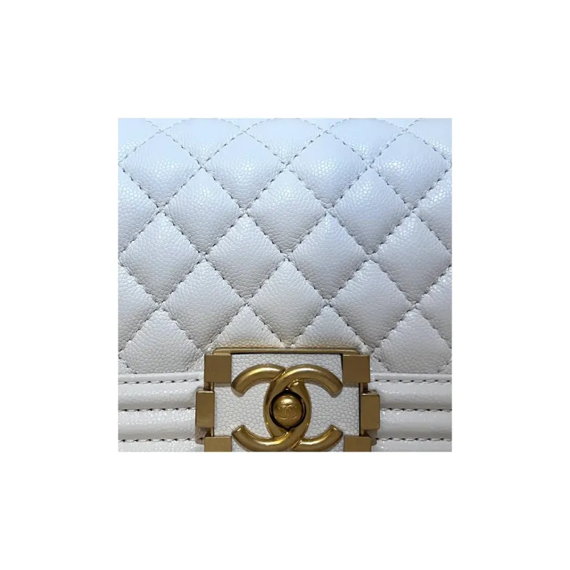 CHANEL LEBOY Shiny Calfskin Lipstick Bag Handbag Shoulder Bag Crossbody Bag Regular Women's White-1