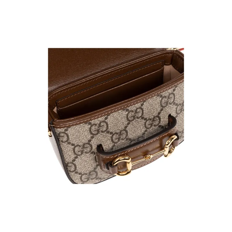 GUCCI Horsebit 1955 Monogram Strap Wallet Crossbody Bag Women's-8