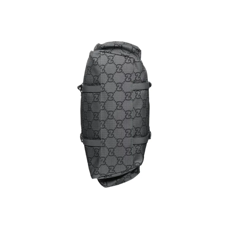 GUCCI Recycled Polyester Tote Bag Shopping Bag Handbag Medium Size Men's Dark Gray & Black-5