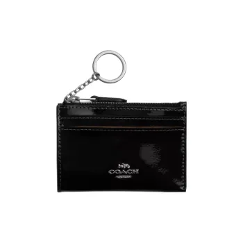 COACH Patent Leather Coin Purses Card Holders Mini Unisex Silver & Black