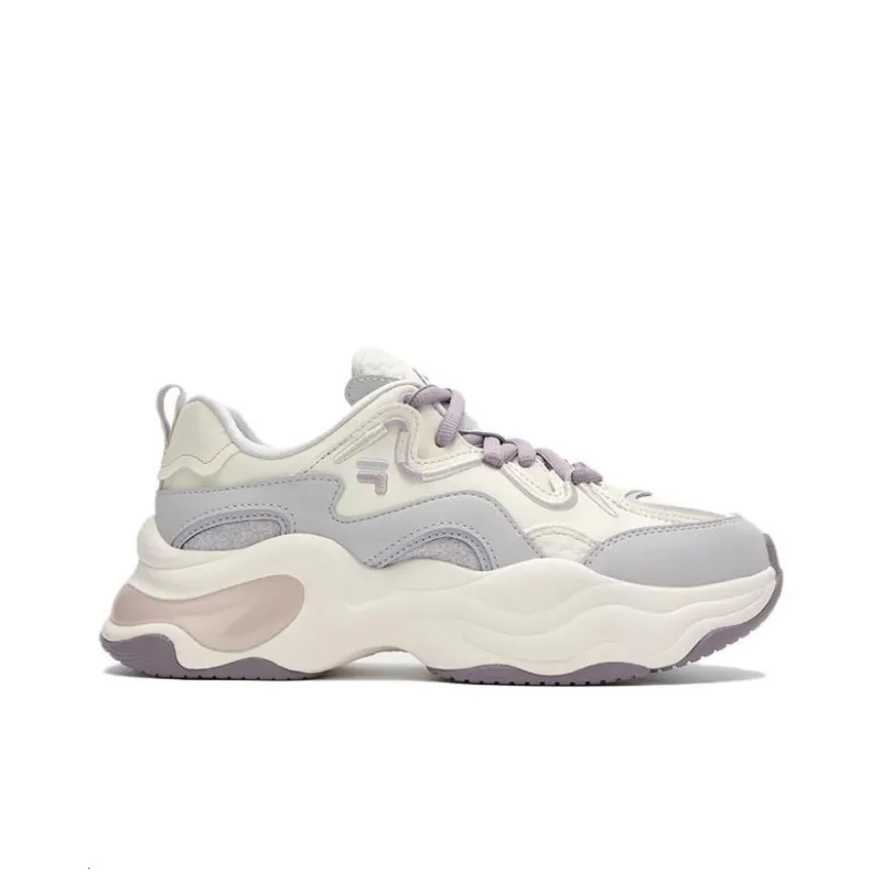 FILA FUSION BUBBLE Slip Resistant Coverage Moisture Wicking Breathable Low Top Chunky Sneakers Women's Light Gray-1