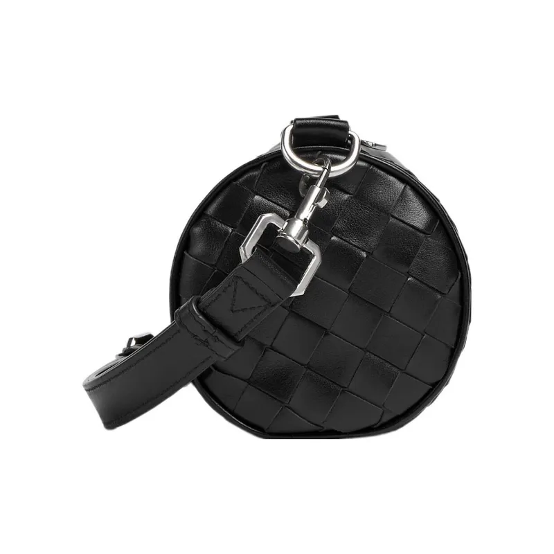 Bottega Veneta Intrecciato Cow Leather Cylinder Bag Shoulder Bag Crossbody Bag Mini Men's Black-1