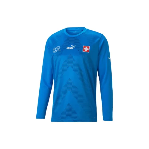 PUMA Switzerland Football Goalkeeper Long Sleeve Soccer Jerseys Men's Blue