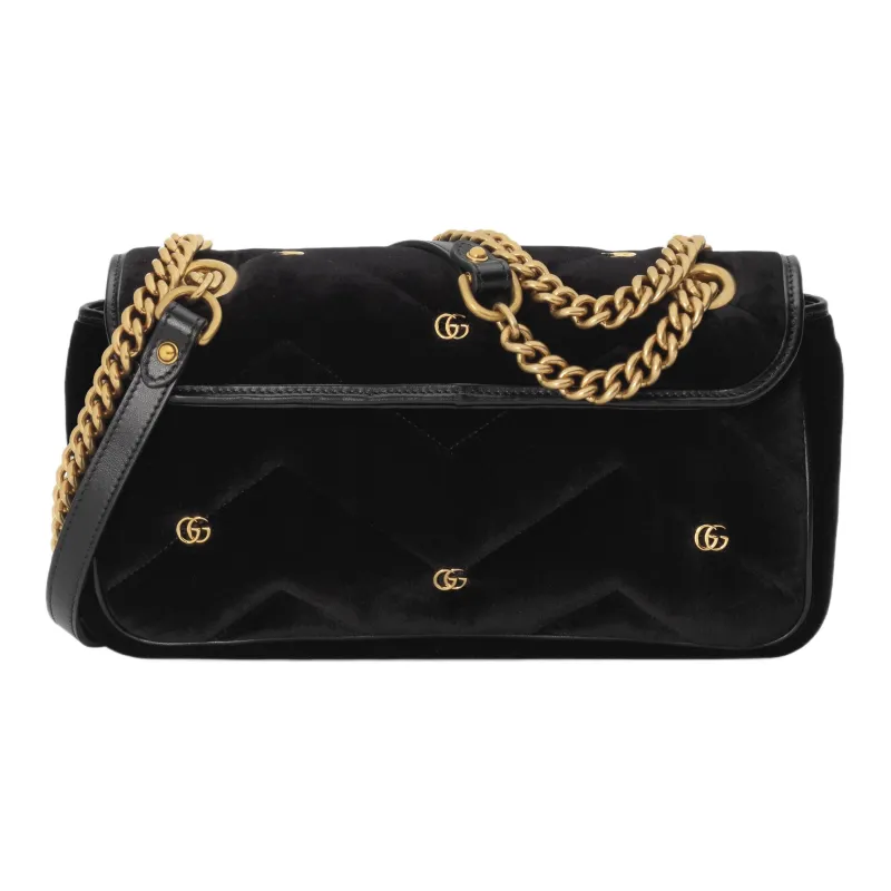 GUCCI GG Marmont Velvet Crossbody Bag Shoulder Bag Women's Black-3