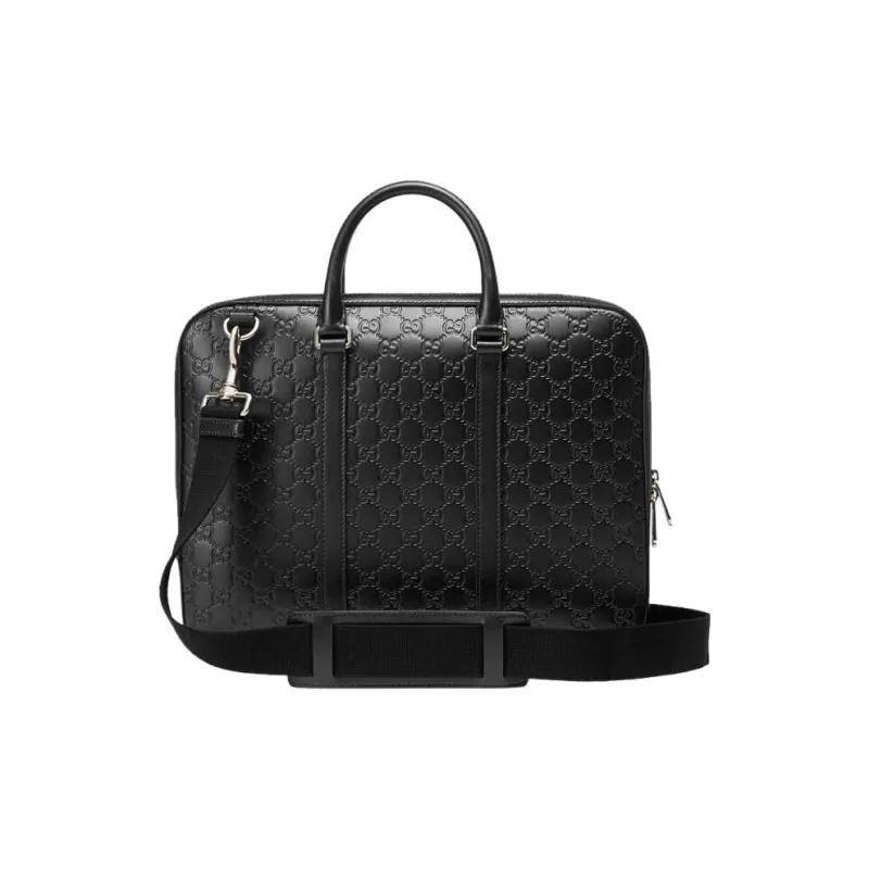 GUCCI Cow Leather Briefcase Shoulder Bag Crossbody Bag Handbag Men's Black-2
