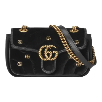 GUCCI GG Marmont Velvet Crossbody Bag Shoulder Bag Women's Black
